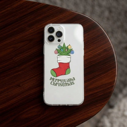 Merryjuana Christmas Cannabis Stocking Clear Case for iPhone | Funny Weed Holiday Cover