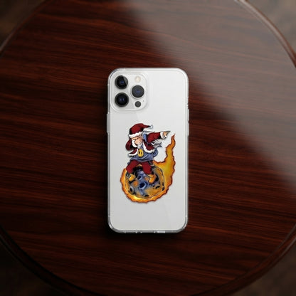 Dabbing Santa Riding Meteor Clear Case for iPhone | Funny Space Christmas Phone Cover