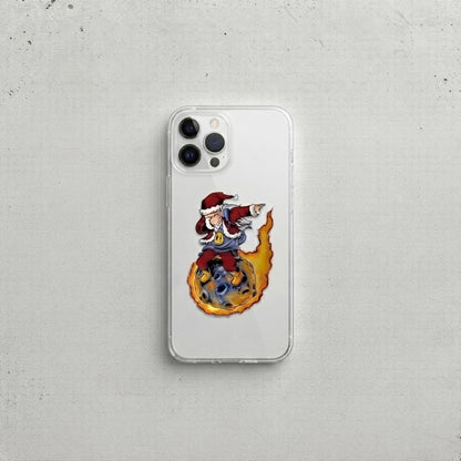Dabbing Santa Riding Meteor Clear Case for iPhone | Funny Space Christmas Phone Cover