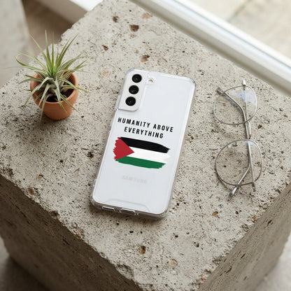 Samsung Clear Phone Case - Humanity Above Everything Palestine Flag Graphic Cover