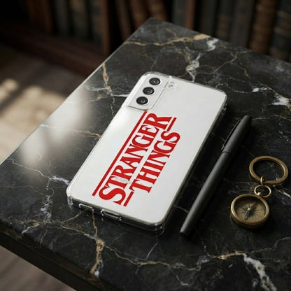 Samsung Clear Phone Case – Stranger Things Red Logo Graphic Cover
