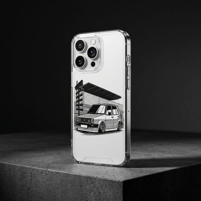 Vintage MK2 Hatchback Graphic Clear Case Retro Classic Car Graphic Shockproof Protective Cover for iPhone