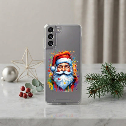 Colorful Watercolor Santa Claus Christmas Clear Case for Samsung Galaxy | Festive Art Phone Cover