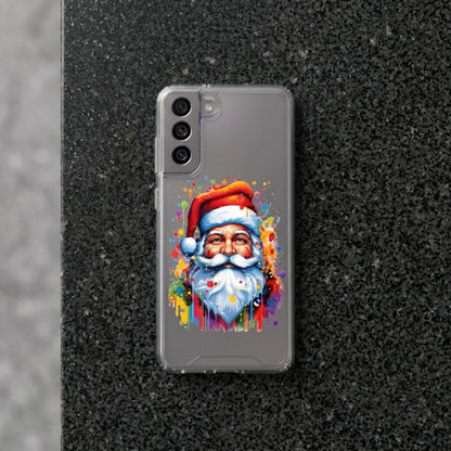 Colorful Watercolor Santa Claus Christmas Clear Case for Samsung Galaxy | Festive Art Phone Cover