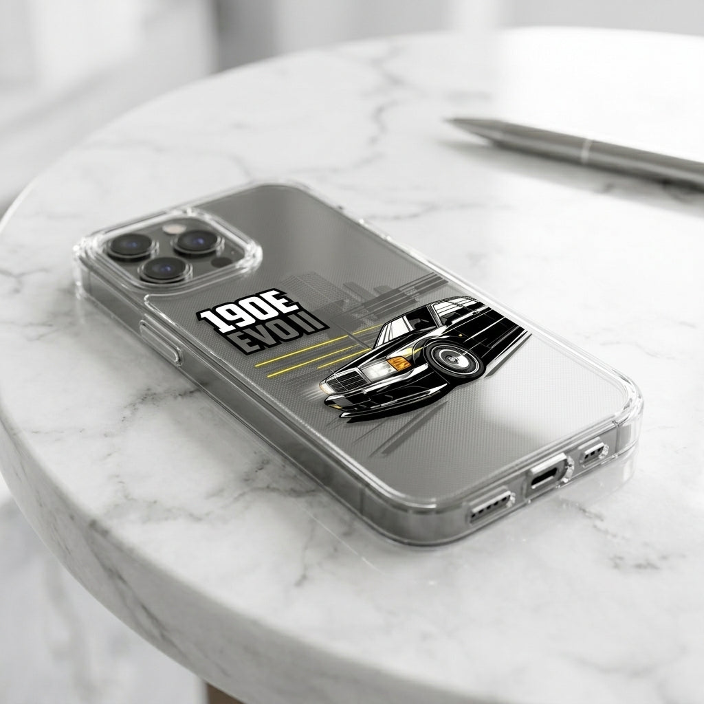 Classic 190E EVO II Clear Case for iPhone - Retro Sports Car Graphic Cover