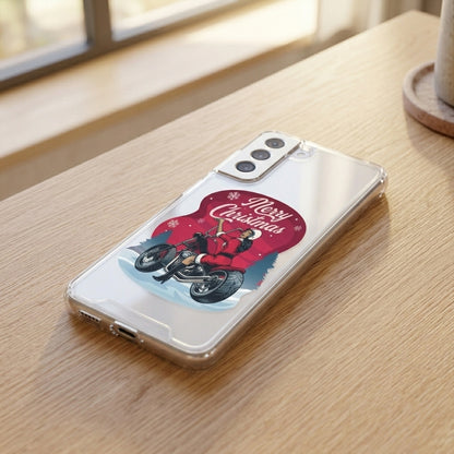 Motorcycle Santa Girl Merry Christmas Clear Case for Samsung Galaxy | Graphic Phone Cover