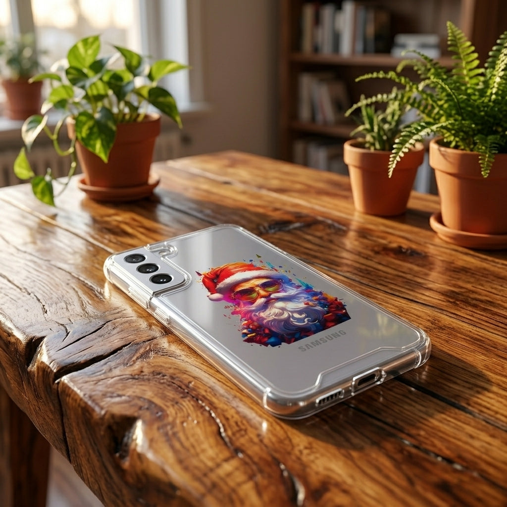 Cool Santa Sunglasses Christmas Clear Case for Samsung Galaxy | Colorful Art Phone Cover