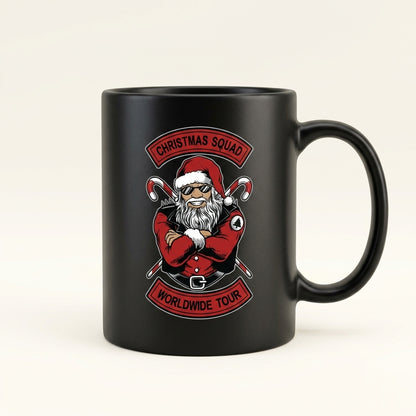 Cool "Christmas Squad Worldwide Tour" Santa Coffee Mug 11oz - Black Ceramic Tea Cup