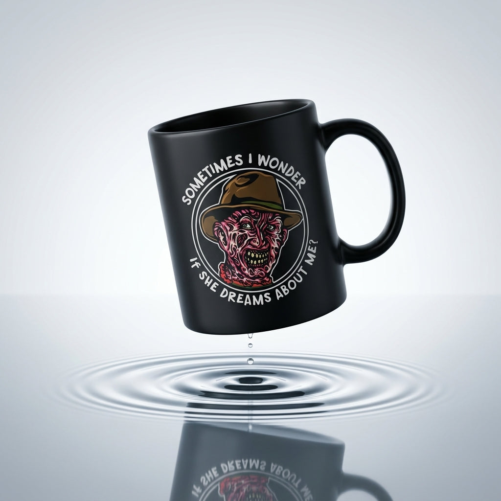 Freddy Krueger Nightmare on Elm Street Graphic Black Ceramic Mug - Funny Horror Halloween Coffee Cup (11oz)