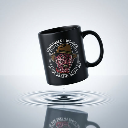 Freddy Krueger Nightmare on Elm Street Graphic Black Ceramic Mug - Funny Horror Halloween Coffee Cup (11oz)