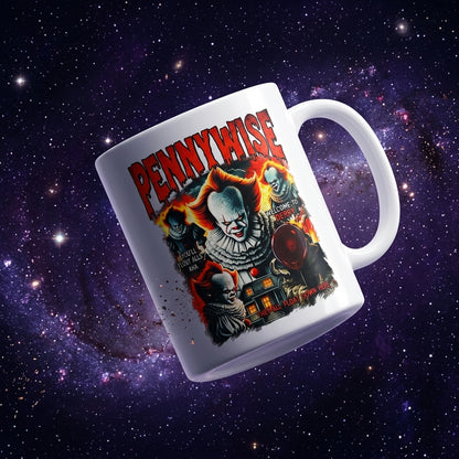 Pennywise IT Chapter Movie Graphic White Ceramic Mug - Vintage Horror Clown Halloween Coffee Cup (11oz)