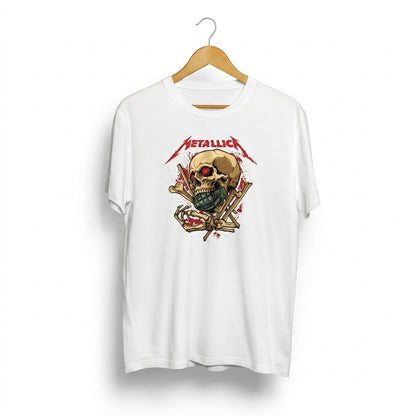 Metallica Grenade Skull & Crossbones Heavy Metal Graphic T-Shirt