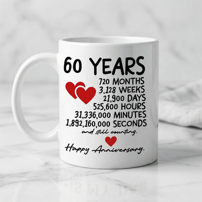Happy Anniversary Ceramic Coffee Mug, Milestone Gift Mug 11oz for Couple, Husband & Wife