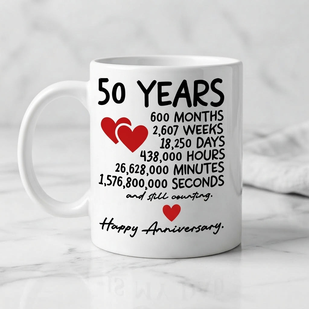 Happy Anniversary Ceramic Coffee Mug, Milestone Gift Mug 11oz for Couple, Husband & Wife