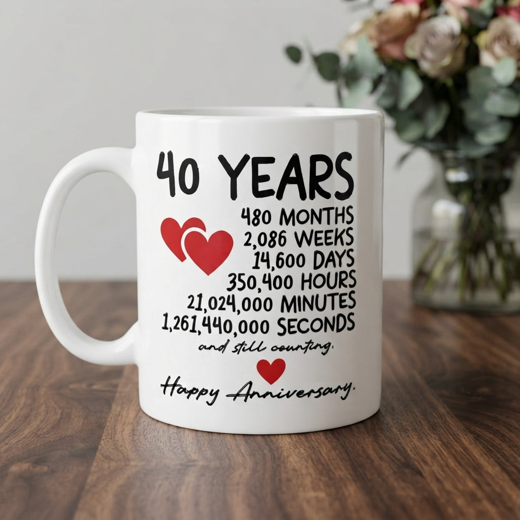 Happy Anniversary Ceramic Coffee Mug, Milestone Gift Mug 11oz for Couple, Husband & Wife
