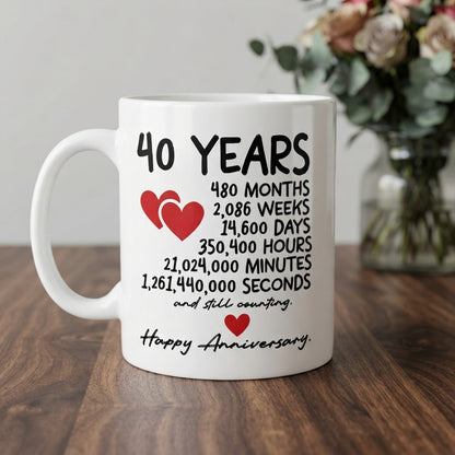 Happy Anniversary Ceramic Coffee Mug, Milestone Gift Mug 11oz for Couple, Husband & Wife