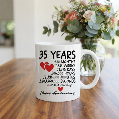 Happy Anniversary Ceramic Coffee Mug, Milestone Gift Mug 11oz for Couple, Husband & Wife
