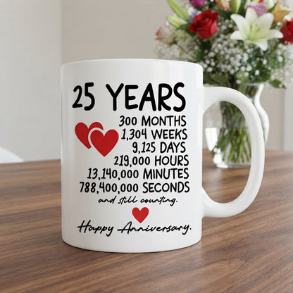 Happy Anniversary Ceramic Coffee Mug, Milestone Gift Mug 11oz for Couple, Husband & Wife