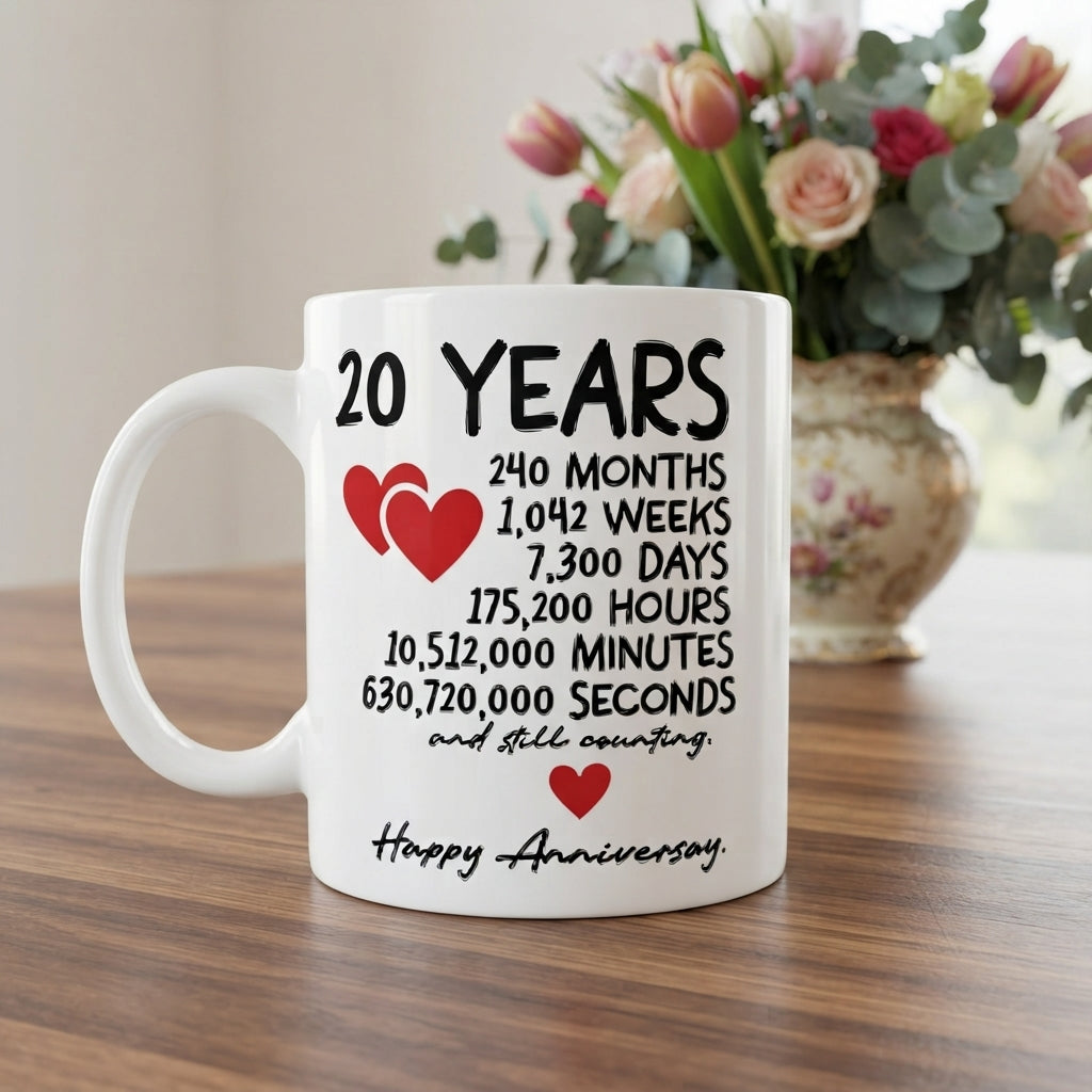 Happy Anniversary Ceramic Coffee Mug, Milestone Gift Mug 11oz for Couple, Husband & Wife