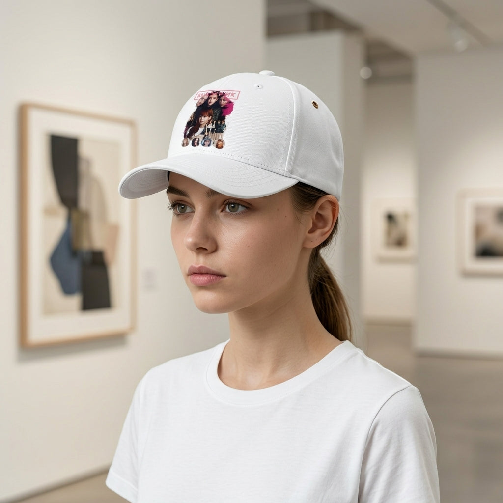 Blackpink K-Pop Graphic Baseball Cap - Vintage Photo Print Cap (Black & White)