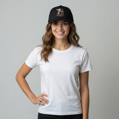 Autism Awareness It's OK To Be Different Colorful Giraffe Baseball Cap (Black)