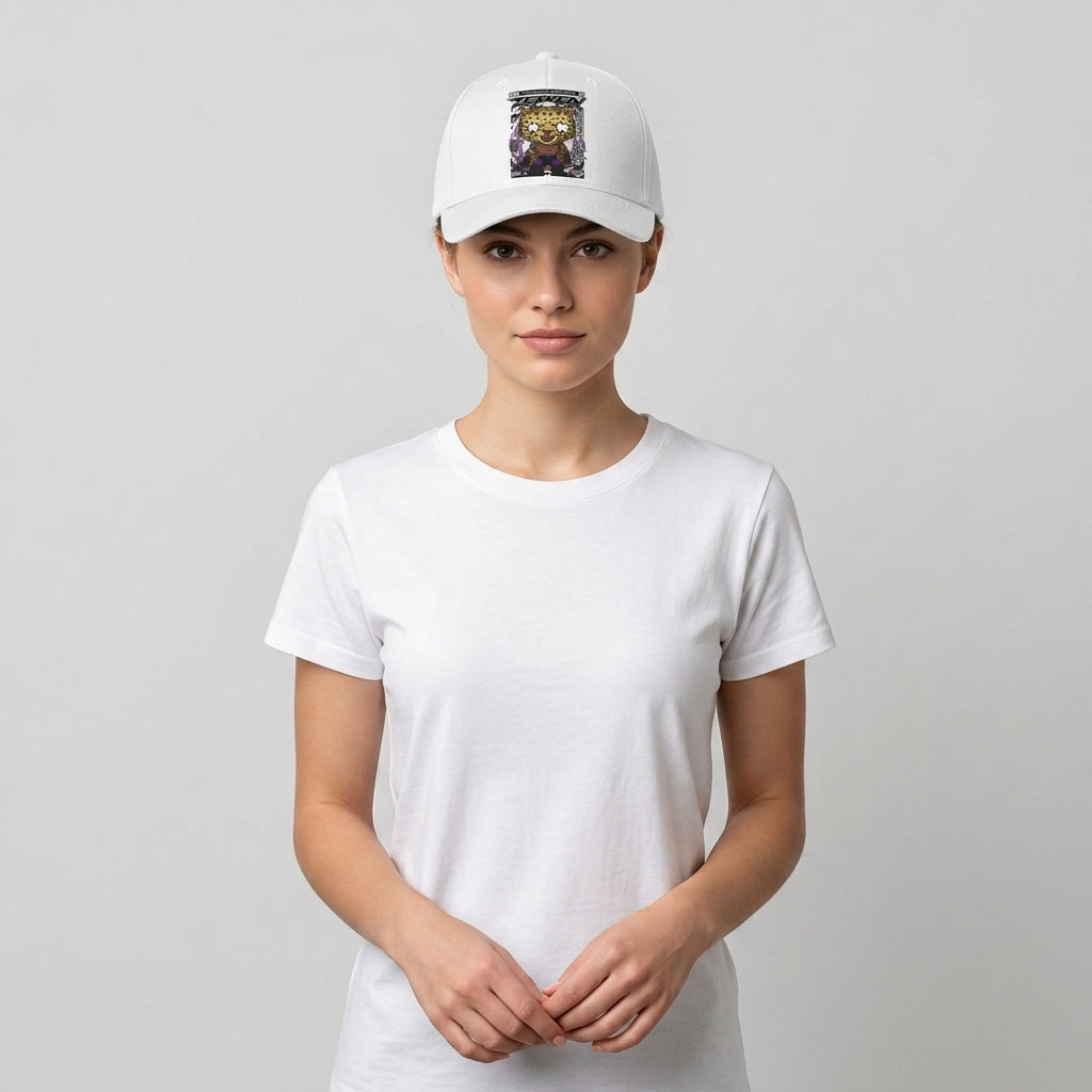 Tekken King Character Comic Graphic Baseball Cap - Retro Fighting Gamer Cap (White)
