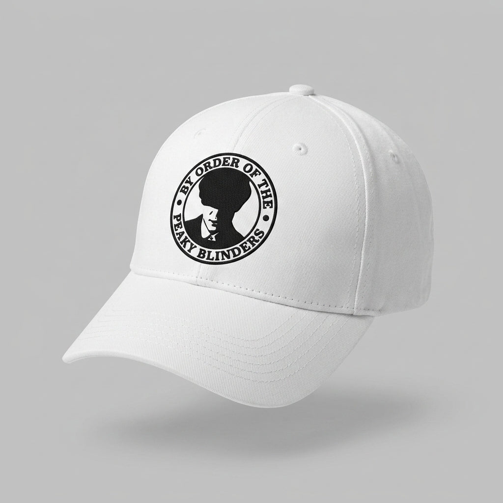 By Order Of The Peaky Blinders Graphic Baseball Cap - Thomas Shelby Crest Cap (White)