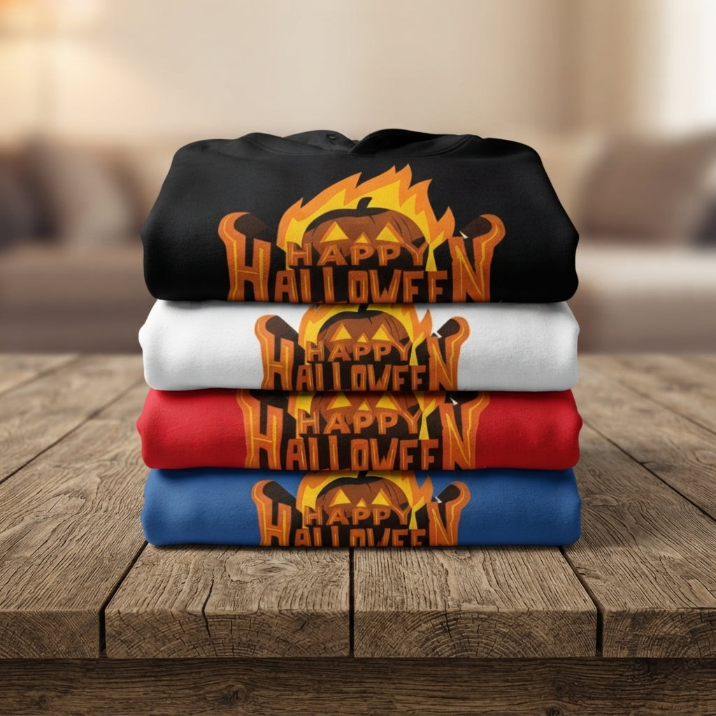 Fiery Happy Halloween Pumpkin Hoodie – Matching Group Halloween Pullover