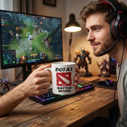 Dota 2 The Battle Begins Ceramic Coffee Mug 11oz Premium White Gaming Cup Gift for Gamers