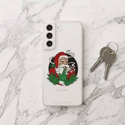 Smoking Santa Cannabis Christmas Clear Case for Samsung Galaxy | Funny Weed Holiday Phone Cover