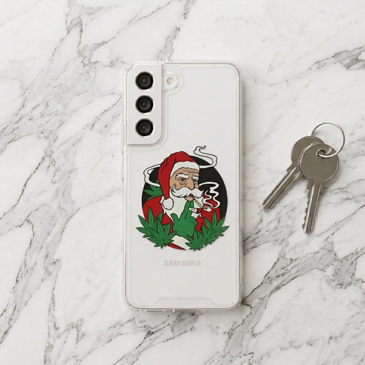 Smoking Santa Cannabis Christmas Clear Case for Samsung Galaxy | Funny Weed Holiday Phone Cover