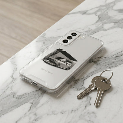 Retro MK2 Golf Hatchback Car Sketch Clear Case for Samsung Galaxy | Euro Tuner Graphic Phone Cover