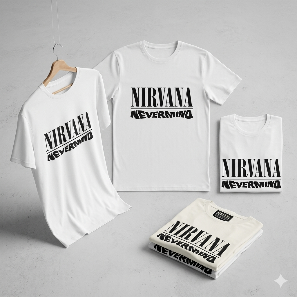 Nirvana "Nevermind" Minimalist Typography Graphic Tee