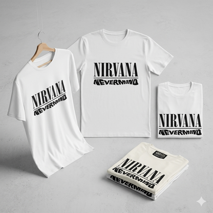 Nirvana "Nevermind" Minimalist Typography Graphic Tee