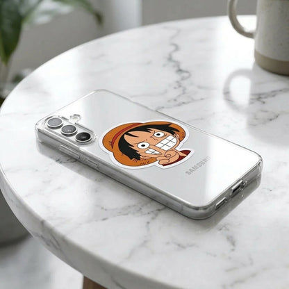 Samsung Clear Phone Case – Anime Luffy Straw Hat Graphic Cover