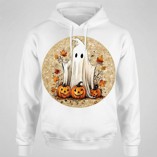 Fall Ghost & Pumpkins Autumn Hoodie – Vintage Cottagecore Halloween Pullover