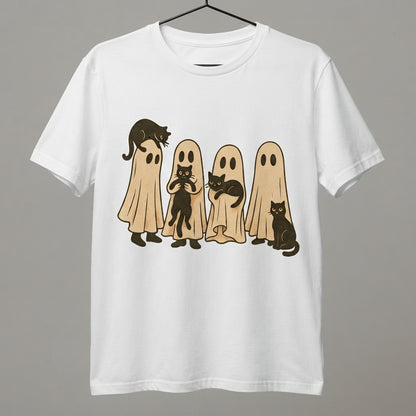 Ghosts and Black Cats T-Shirt – Vintage Spooky Halloween Graphic Tee