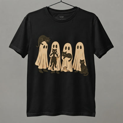 Ghosts and Black Cats T-Shirt – Vintage Spooky Halloween Graphic Tee