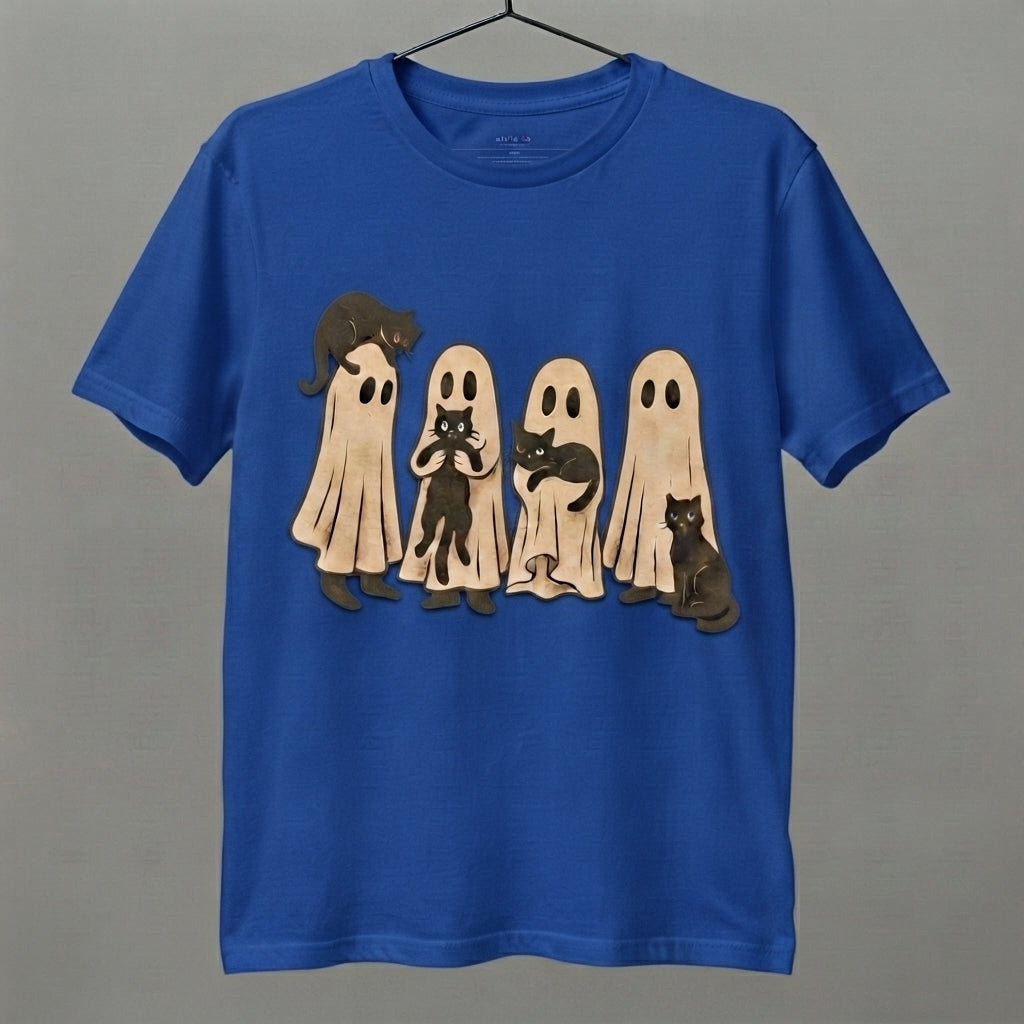 Ghosts and Black Cats T-Shirt – Vintage Spooky Halloween Graphic Tee