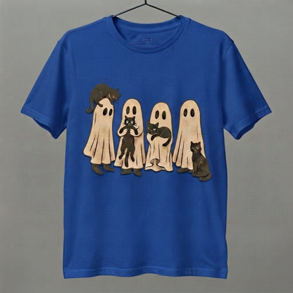 Ghosts and Black Cats T-Shirt – Vintage Spooky Halloween Graphic Tee