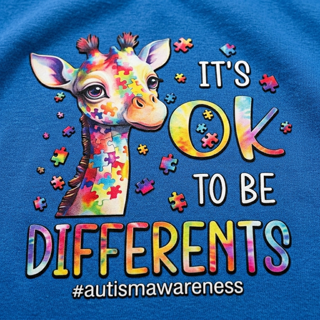 It's OK to Be Different Giraffe T-Shirt | Autism Awareness Graphic Tee