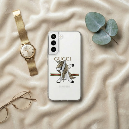 Dabbing Unicorn Designer Monogram Clear Case for Samsung Galaxy
