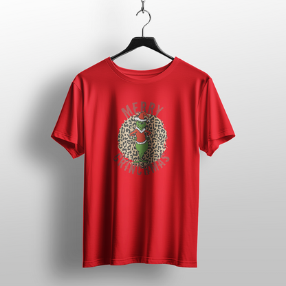 Merry Grinchmas Leopard Print T-Shirt