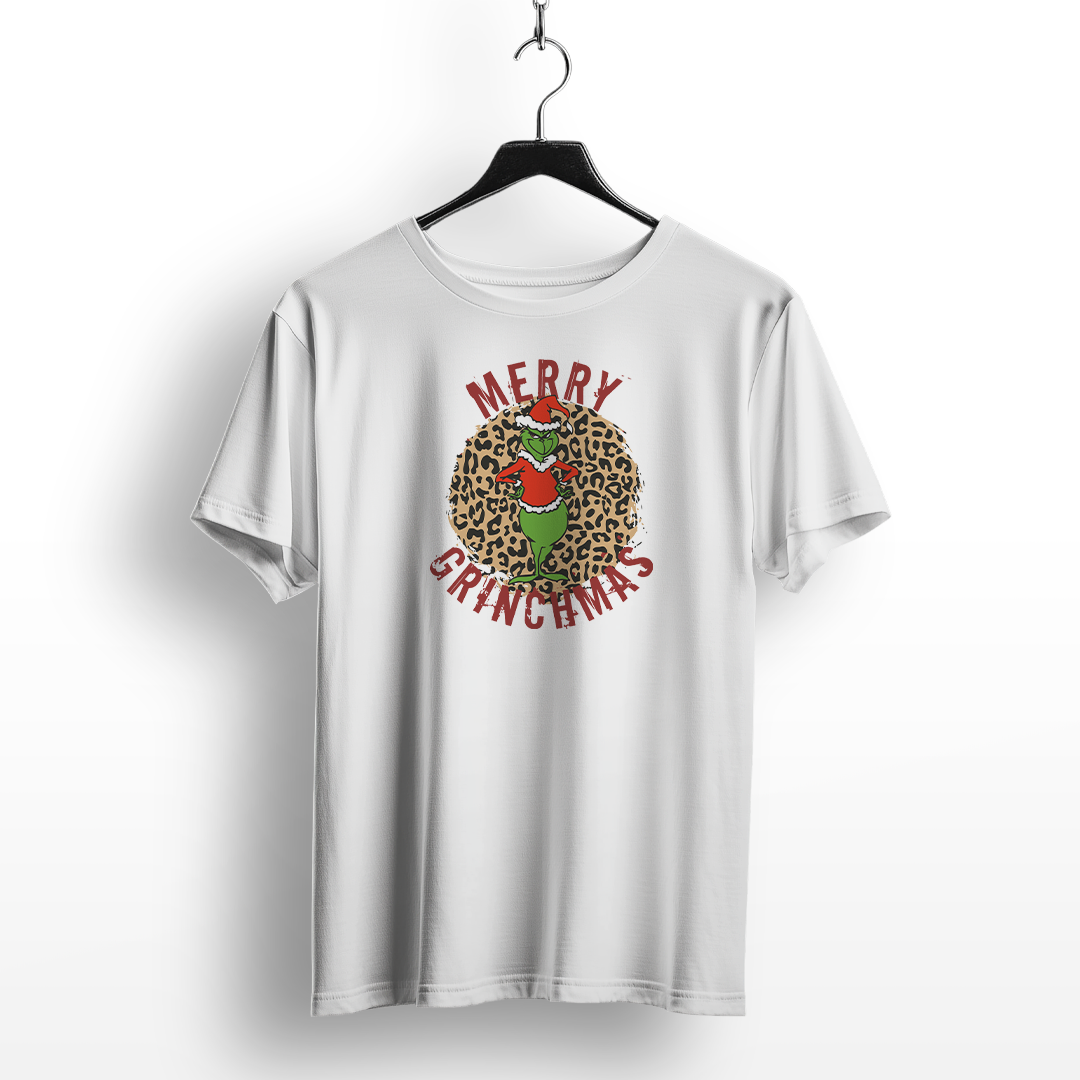 Merry Grinchmas Leopard Print T-Shirt
