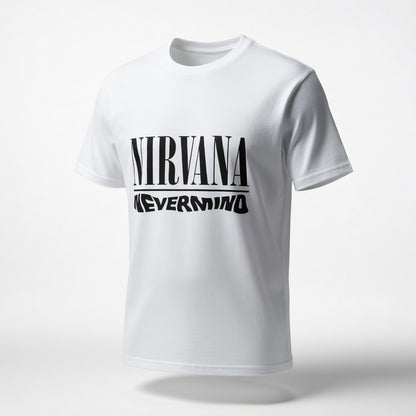 Nirvana "Nevermind" Minimalist Typography Graphic Tee