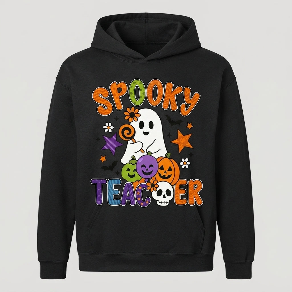 Spooky Teacher Halloween Hoodie – Cute Retro Ghost Educator Pullover