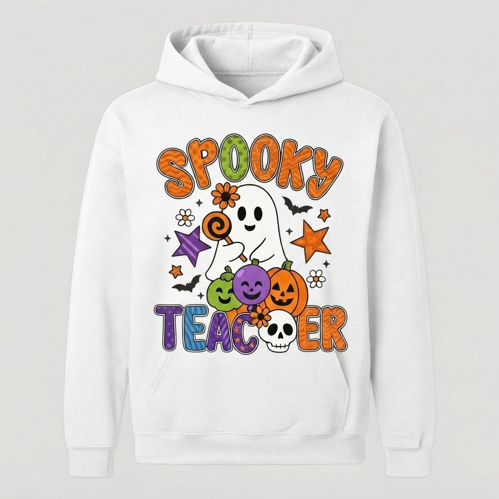 Spooky Teacher Halloween Hoodie – Cute Retro Ghost Educator Pullover