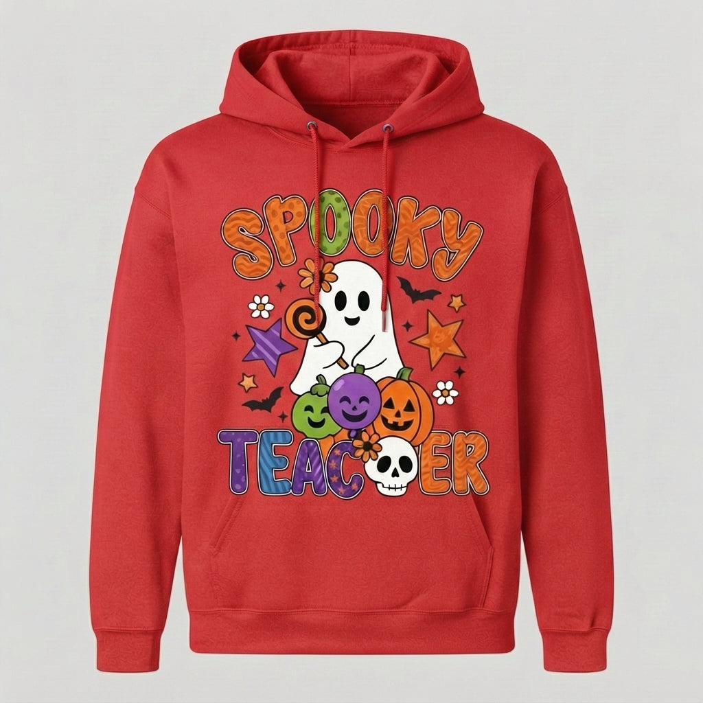 Spooky Teacher Halloween Hoodie – Cute Retro Ghost Educator Pullover