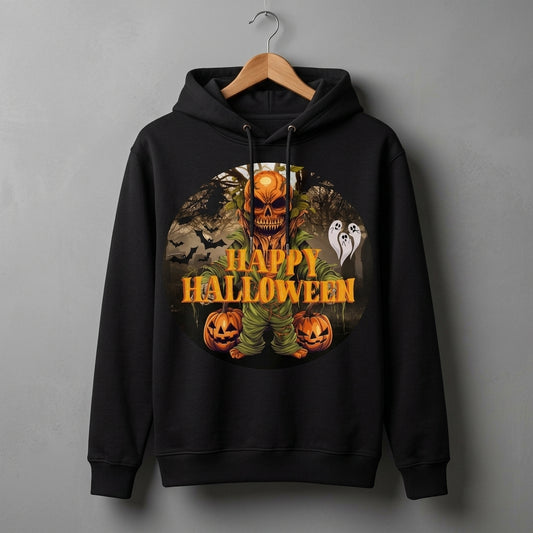 Happy Halloween Evil Pumpkin Monster Scary Bats Pullover Hoodie