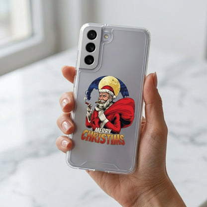 Cool Smoking Santa Merry Christmas Clear Case for Samsung Galaxy | Graphic Phone Cover